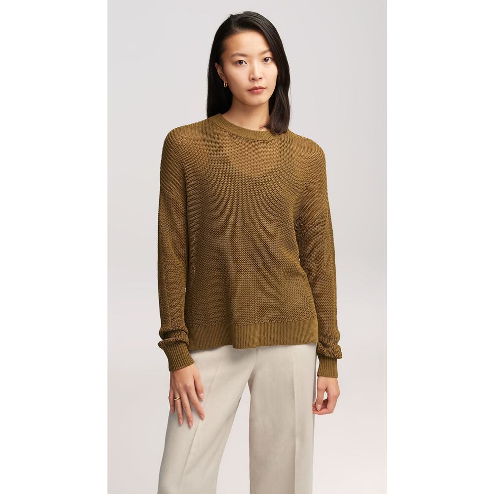 Argent Summer Sweater In Mercerized Cotton - S - Khaki Green